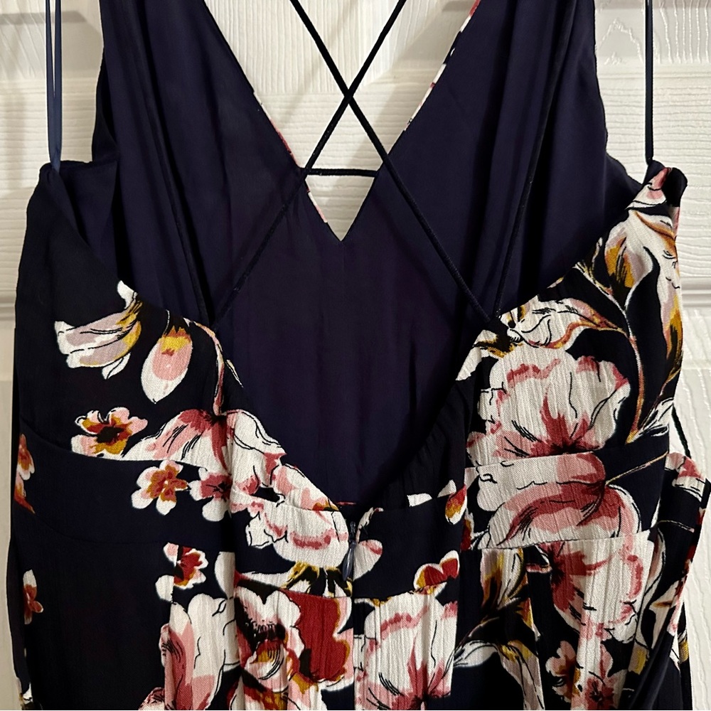 NWT Lulus Maxi dress floral pattern navy blue size XL - Picture 5 of 7